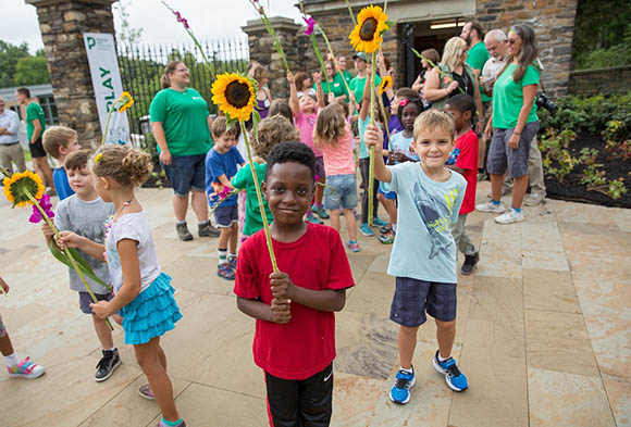 Kids enjoying the day at the grand opening of the Frick Environmental Center.